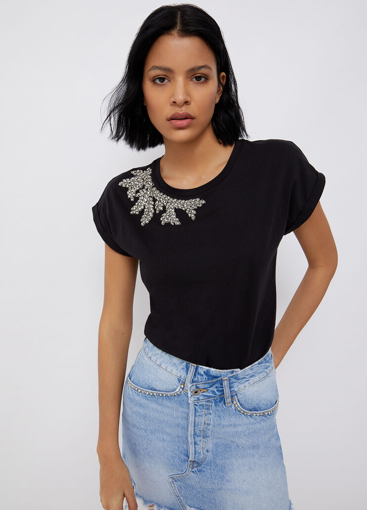 T-Shirt mit Schmuckstickerei Schwarz mit Schmuckstickerei Liu Jo - large image number 0 T-Shirt mit Schmuckstickerei Schwarz mit Schmuckstickerei Liu Jo - large image number 0