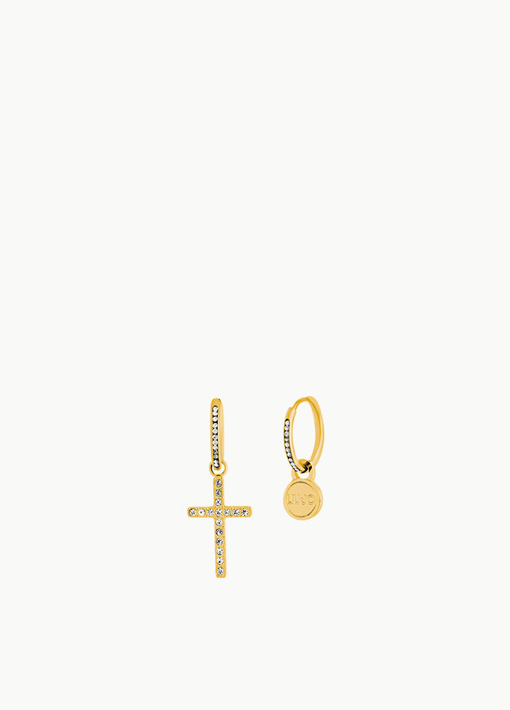 Earrings with logo and cross Steel Liu Jo - large image number 0 Earrings with logo and cross Steel Liu Jo - large image number 0