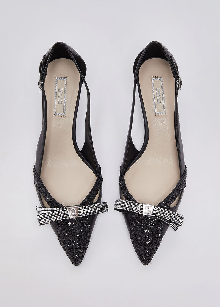 Zapatos de sal&oacute;n con glitter y recortes negro Liu Jo - medium