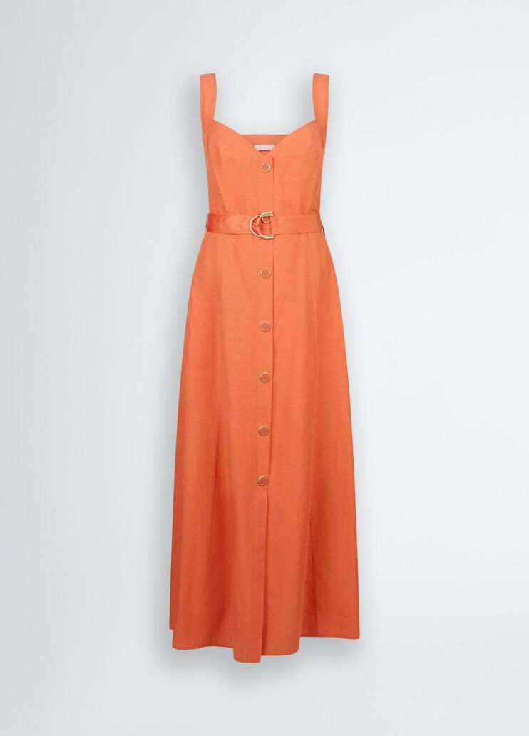 Linen dress with belt terracotta Liu Jo - large image number 6 Linen dress with belt terracotta Liu Jo - large image number 6