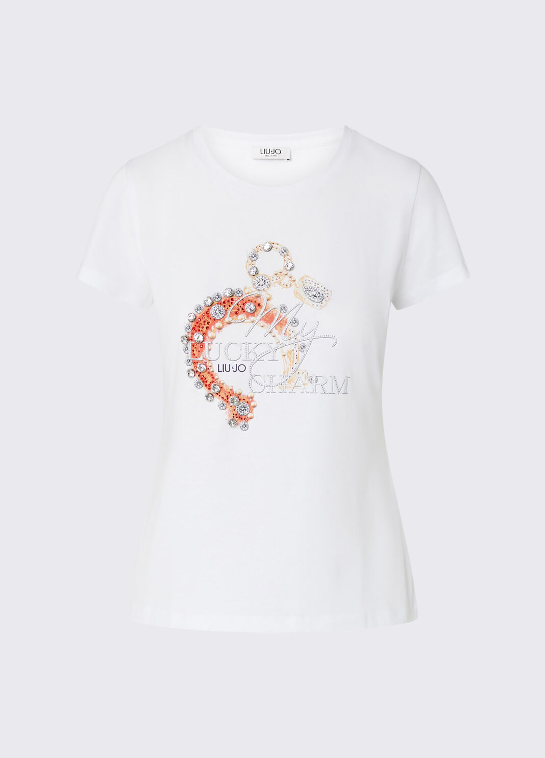 Camiseta con bordado de joya blanco/herradura Liu Jo - large image number 6