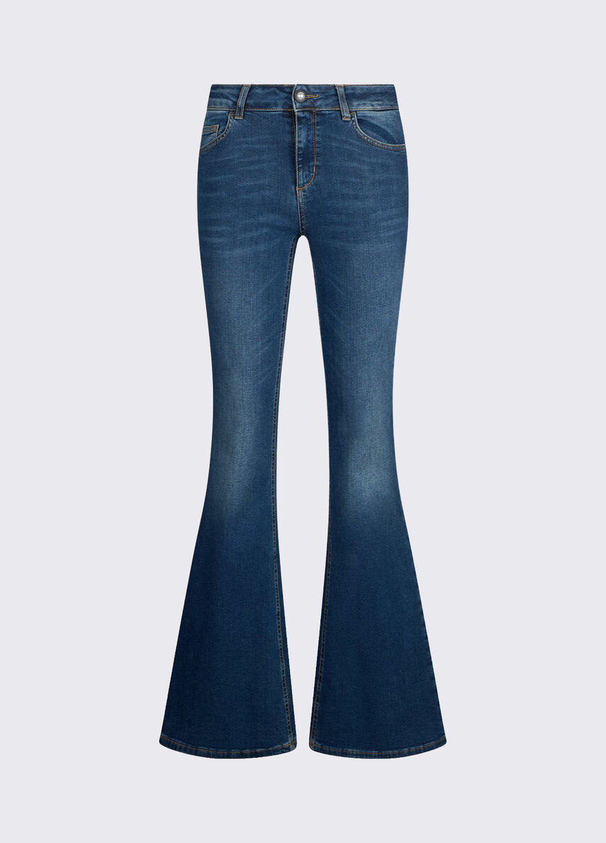 Flared jeans with elastic insert colour dark blue denim | Liu Jo