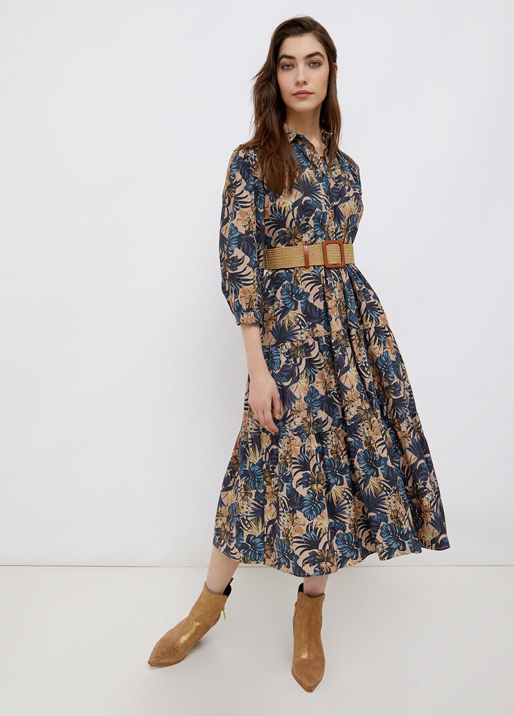 Poplin midi dress spring foliage Liu Jo - large image number 0
