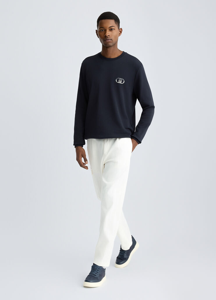 Blue sweatshirt with logo dark blue Liu Jo - large image number 5 Blue sweatshirt with logo dark blue Liu Jo - large image number 5