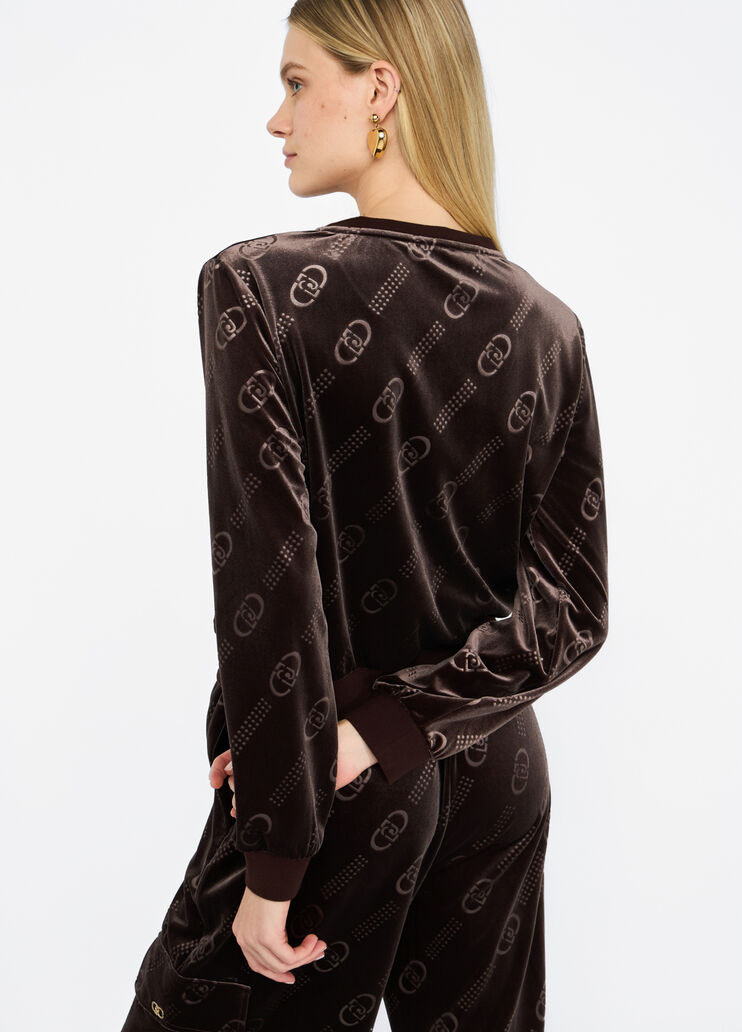 Chenille sweatshirt with logo chocolate Liu Jo - large image number 4