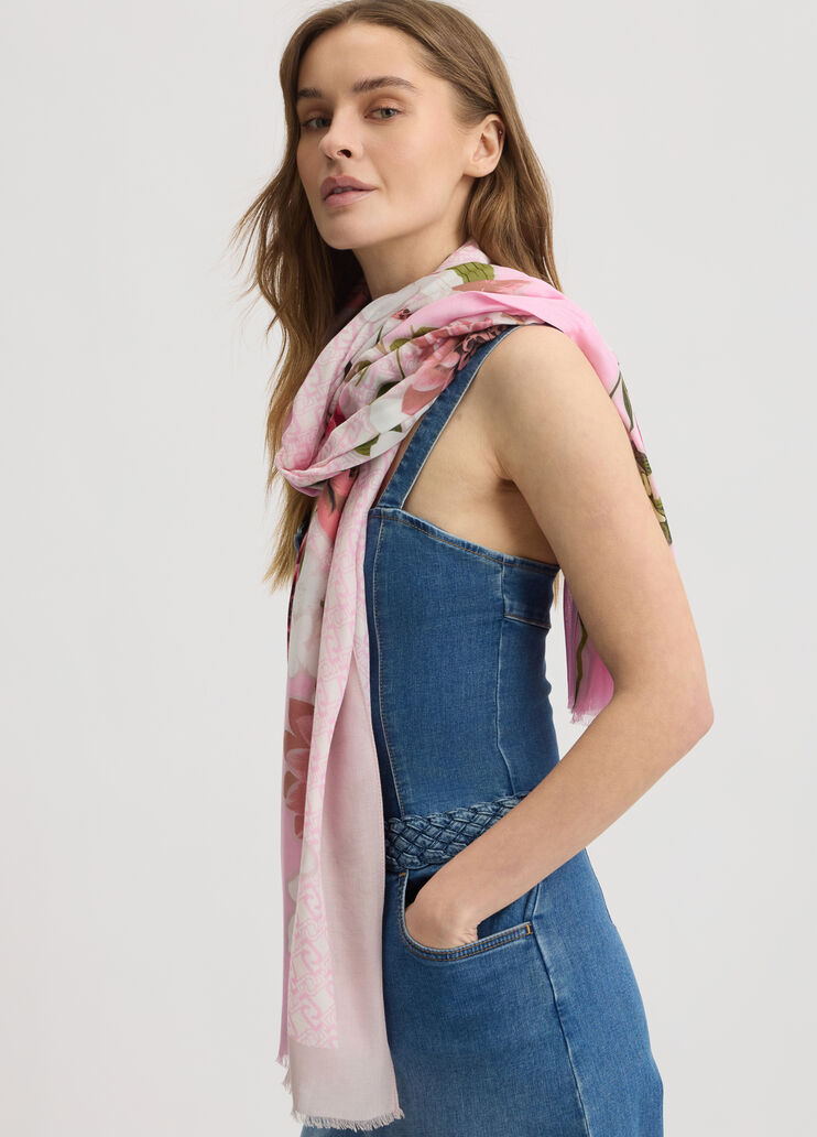 Shawl with floral print beige Liu Jo - medium Shawl with floral print beige Liu Jo - medium