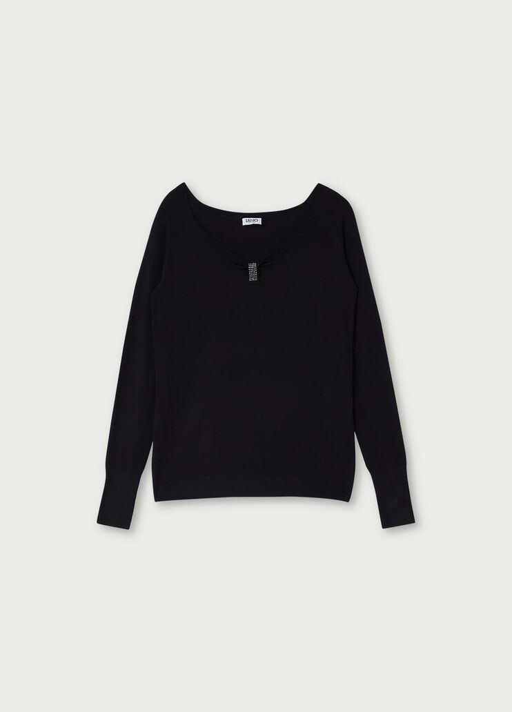 Jumper with Bardot neckline Black Liu Jo - large image number 4 Jumper with Bardot neckline Black Liu Jo - large image number 4