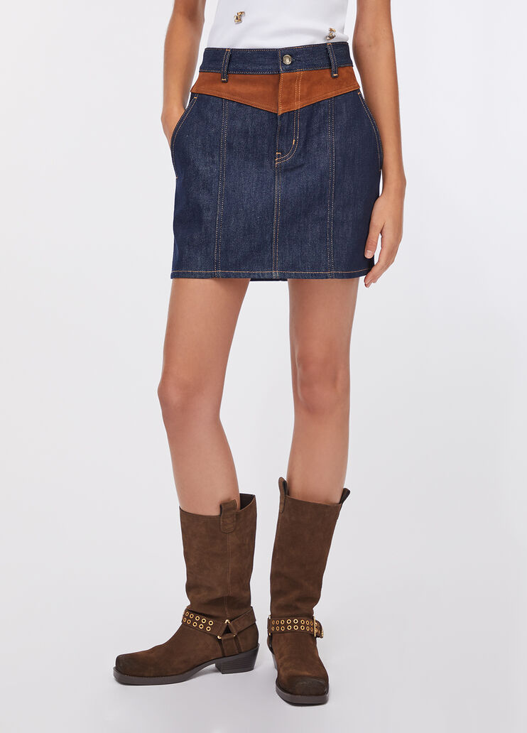 Minirock aus Denim mit Wildledereinsatz Klassische Waschung Liu Jo - large image number 0