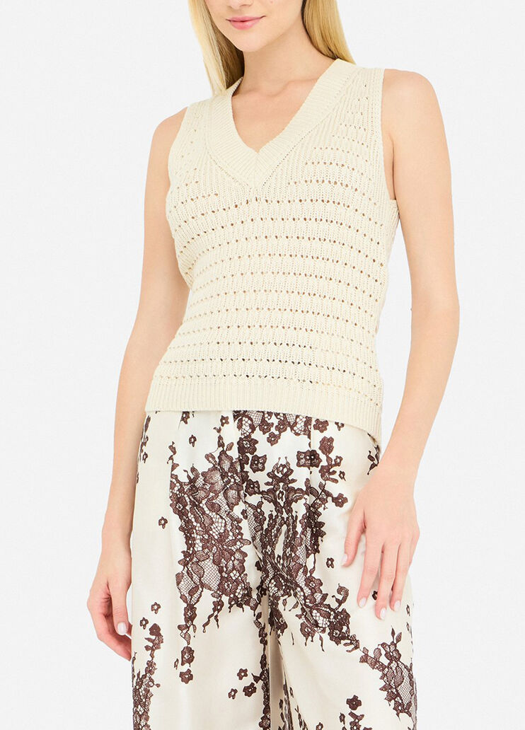 Top con detalles de sarga estampada beige Liu Jo - medium