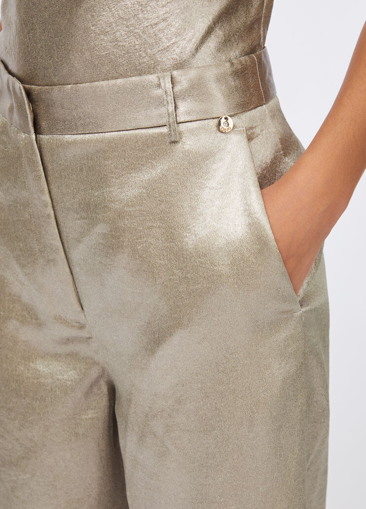 Laminated crepe trousers gold Liu Jo - large image number 3