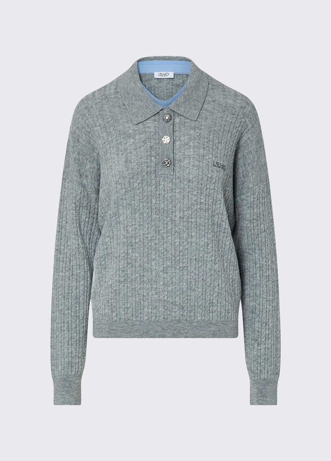 Knit Polo with Jewel Buttons grey Liu Jo - large image number 6