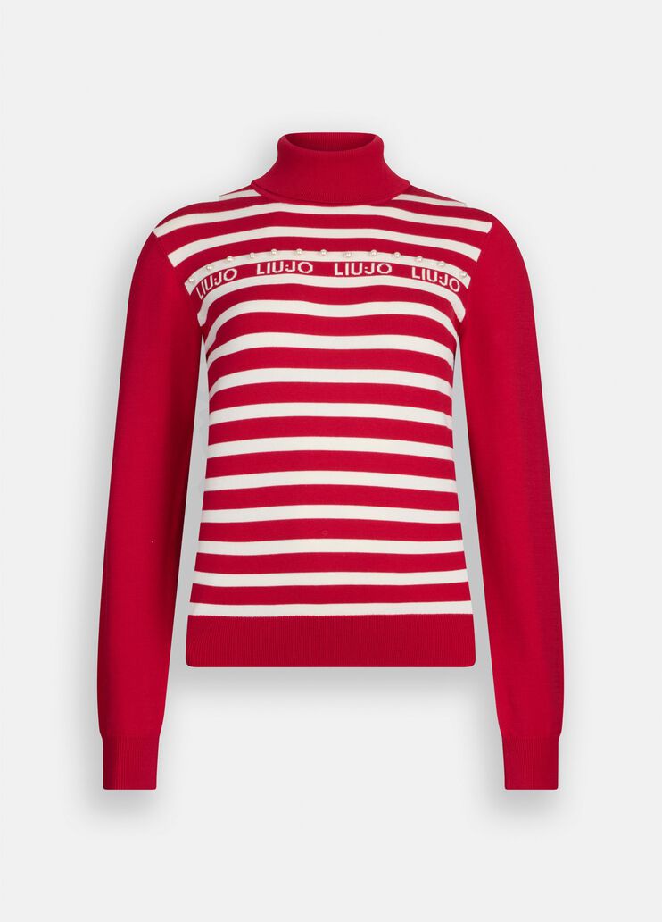Водолазка в полоску вишнево-красный Liu Jo - large image number 6