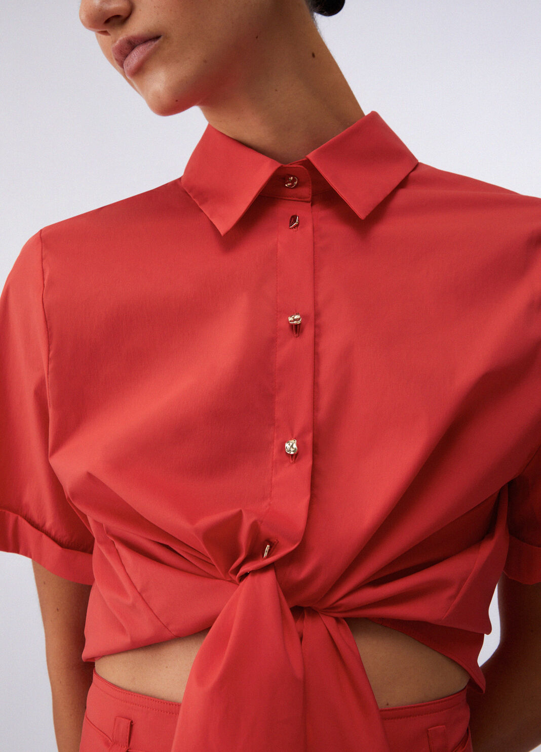 Shirt with knot red Liu Jo - large image number 4