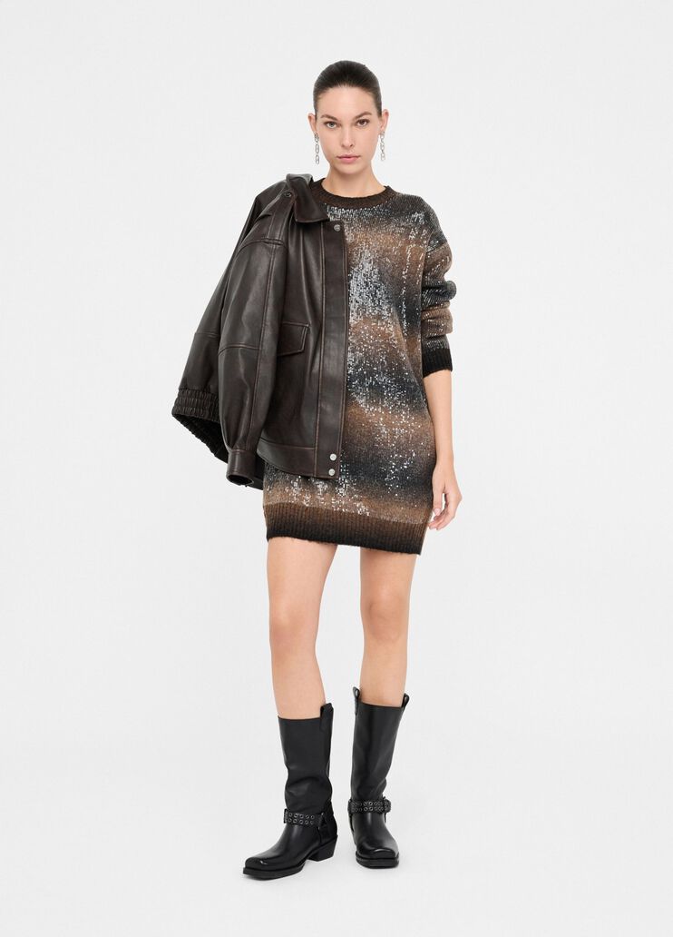 Knit dress with sequins brown Liu Jo - medium Knit dress with sequins brown Liu Jo - medium