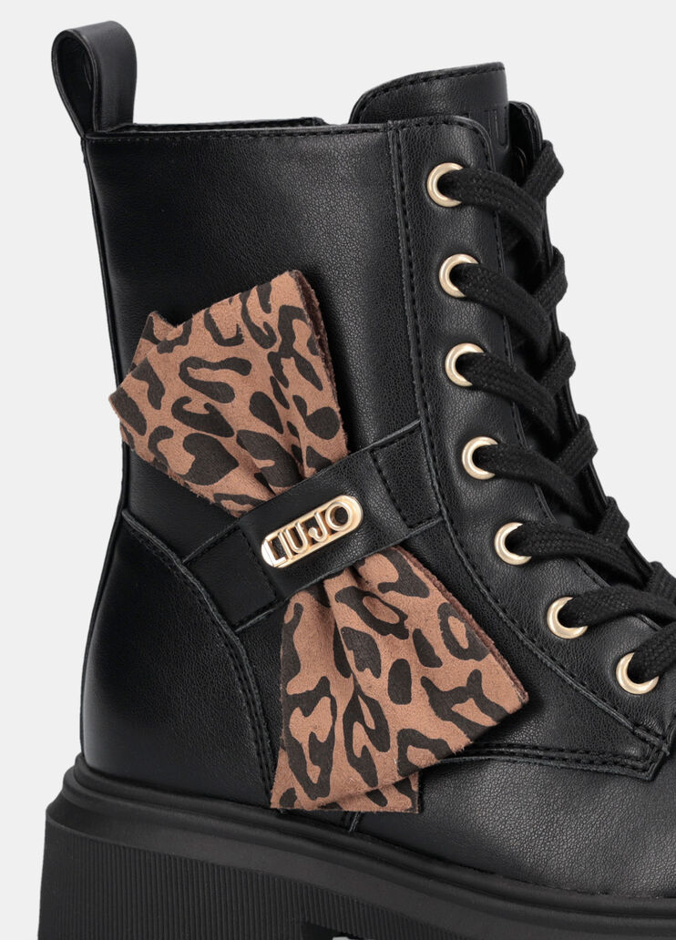Combat boots with animal-print bow black Liu Jo - medium Combat boots with animal-print bow black Liu Jo - medium