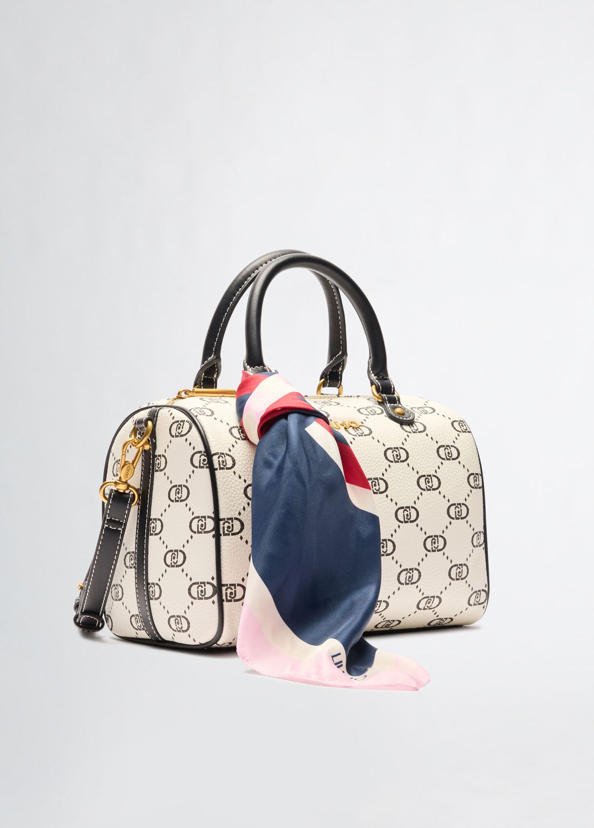 Medium bowling bag with foulard colour cream | Liu Jo
