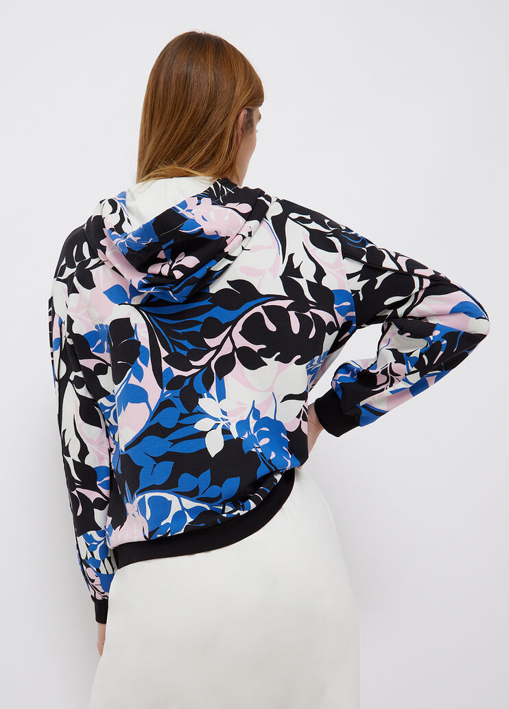 Толстовка на молнии с капюшоном цветочный сине-белый принт Liu Jo - large image number 1