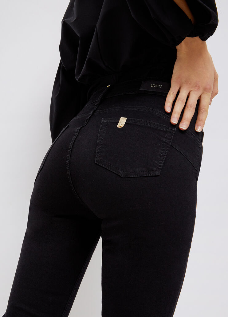 Cropped jeans with frayed edges black denim Liu Jo - large image number 4