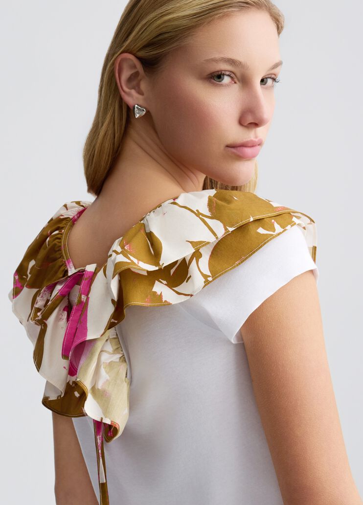 T-shirt with printed ruching white/pink Liu Jo - medium T-shirt with printed ruching white/pink Liu Jo - medium