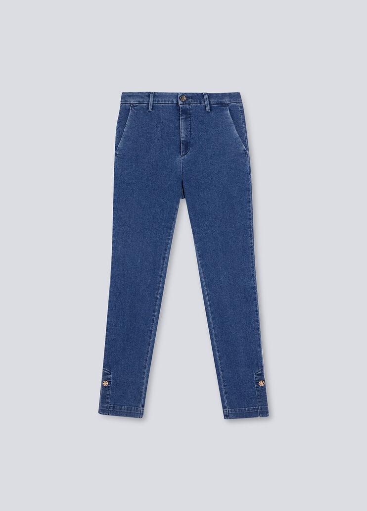 Chinos with jewel buttons blue denim Liu Jo - large image number 4 Chinos with jewel buttons blue denim Liu Jo - large image number 4
