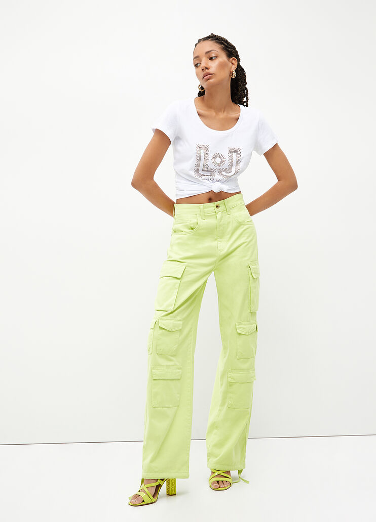 Eco-friendly T-shirt with gemstones white Liu Jo - look Eco-friendly T-shirt with gemstones white Liu Jo - look