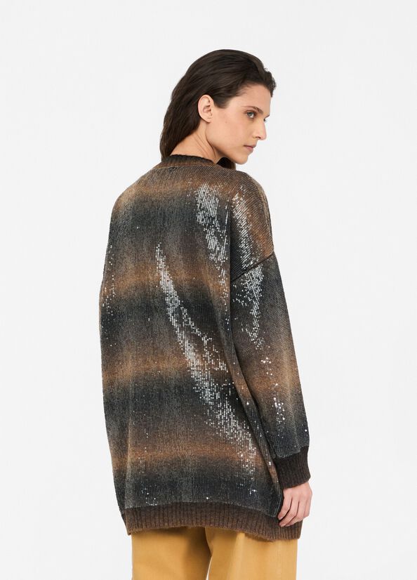 Long-Cardigan mit Pailletten Braun Liu Jo - large image number 1