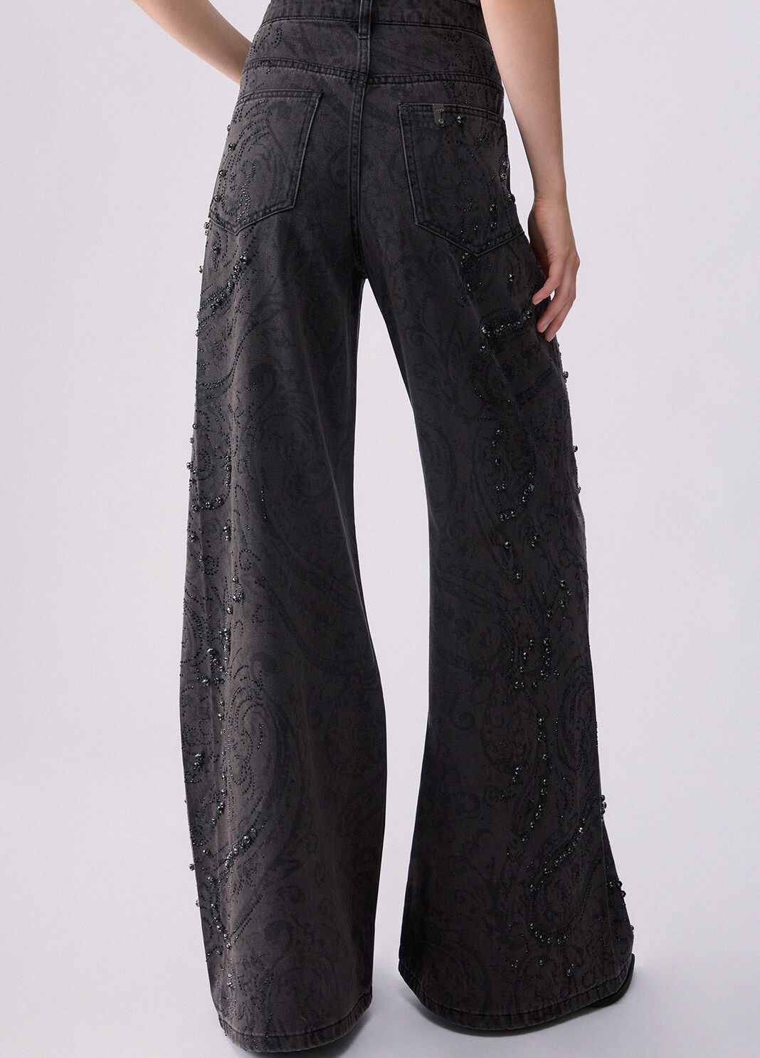 Flared jeans with gemstones black denim Liu Jo - large image number 1
