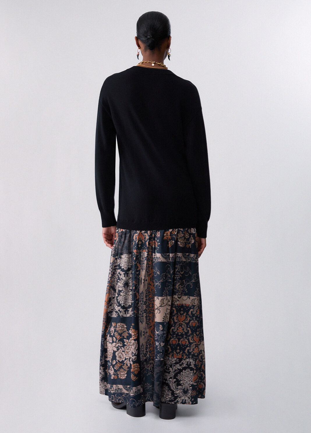 Long wool blend dress black/beige Liu Jo - large image number 1
