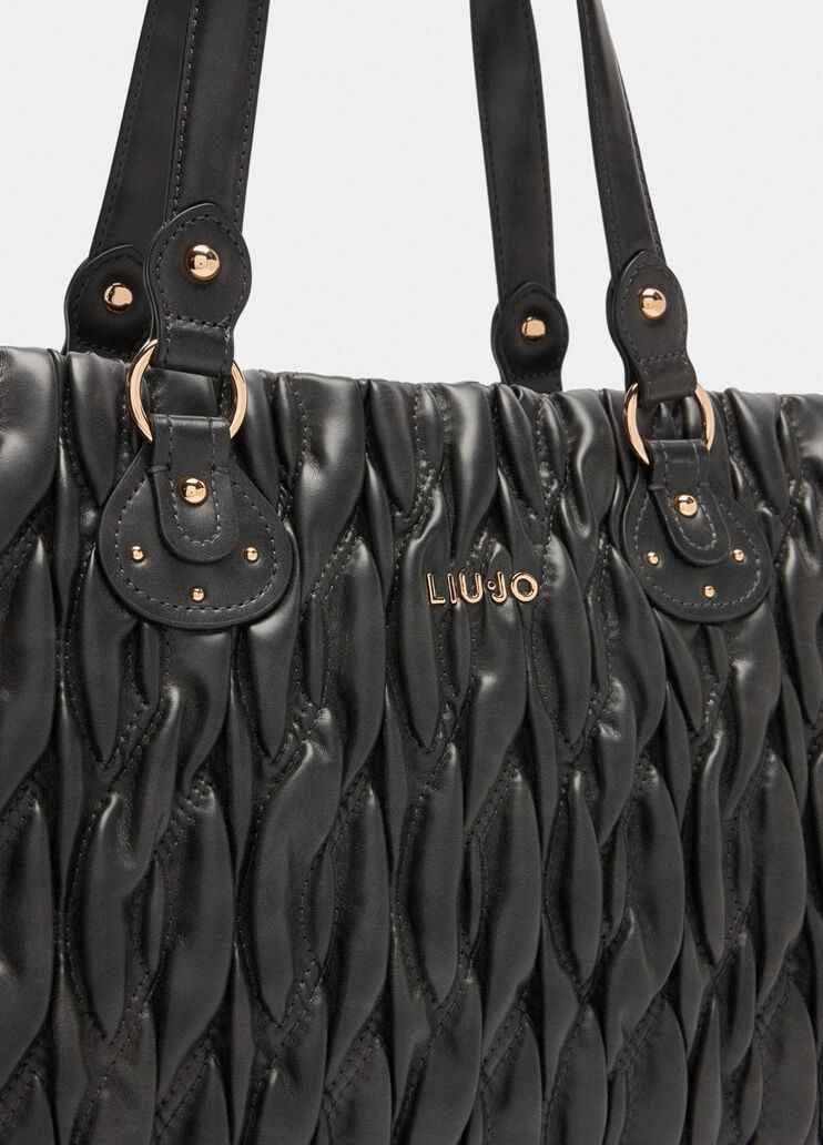 Shopping bag media matelassé  nero Liu Jo - large image number 5
