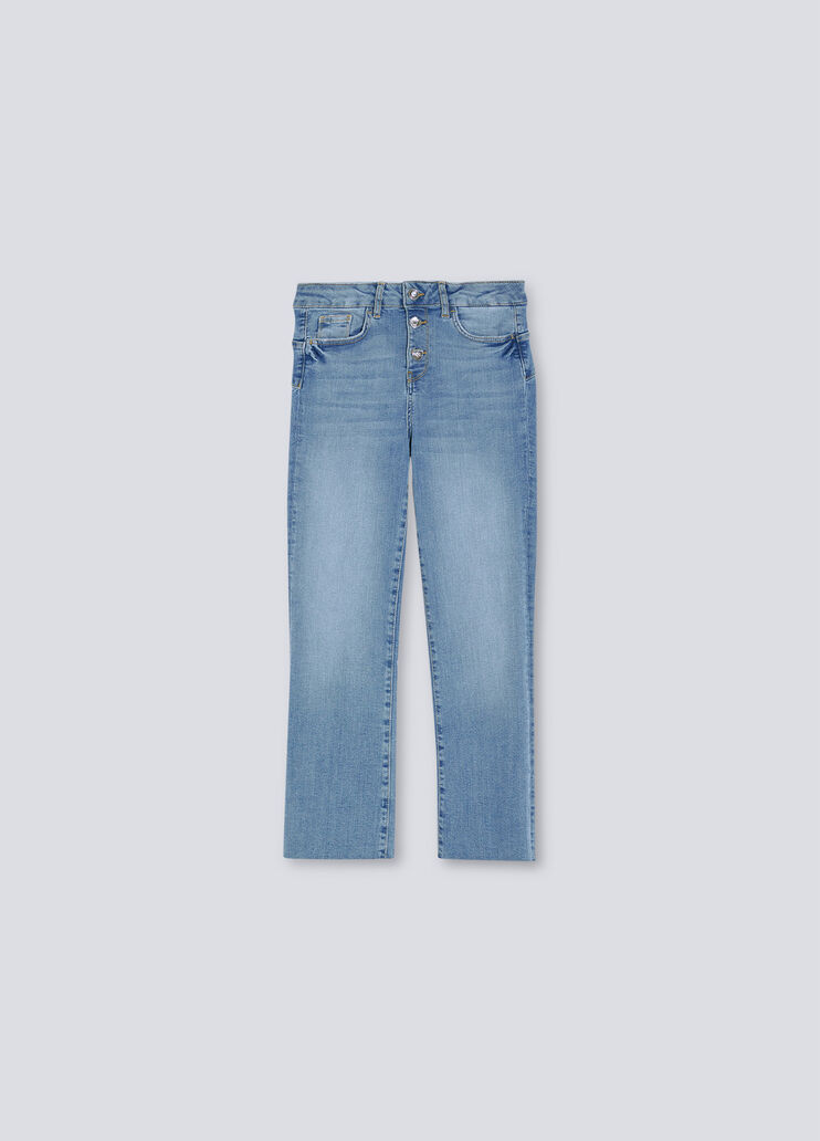 Cropped jeans with frayed edges blue denim Liu Jo - large image number 4 Cropped jeans with frayed edges blue denim Liu Jo - large image number 4