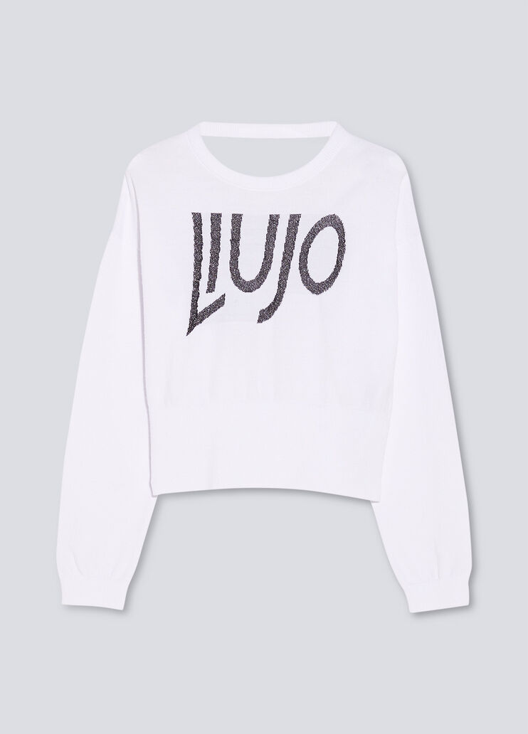 Eco-friendly jumper with logo white/black Liu Jo - large image number 0