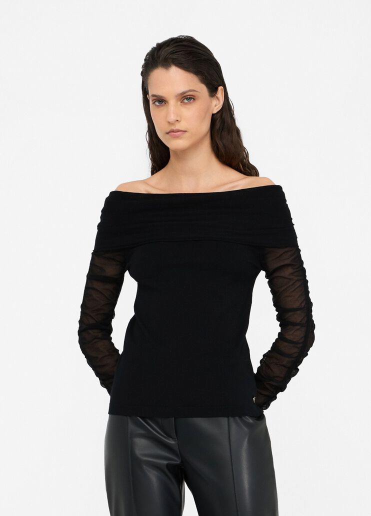 Jumper with Bardot neckline black Liu Jo - large image number 0 Jumper with Bardot neckline black Liu Jo - large image number 0