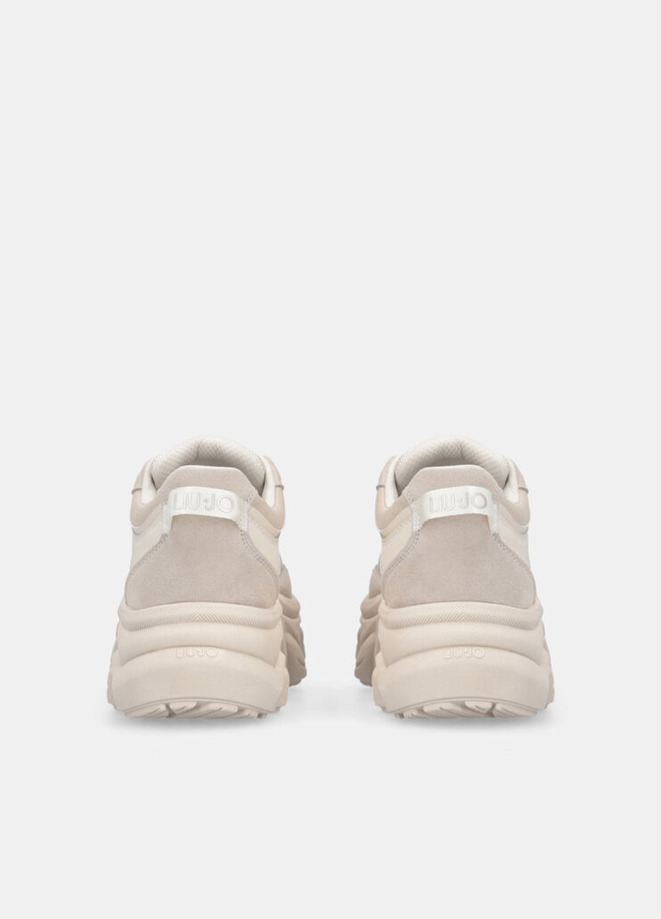 Chunky suede and mesh sneakers milk Liu Jo - large image number 7