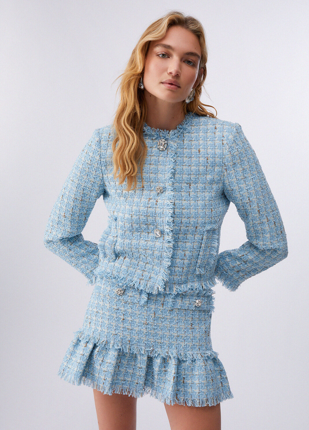 Giacca elegante in boucl&eacute; azzurro Liu Jo - large image number 0