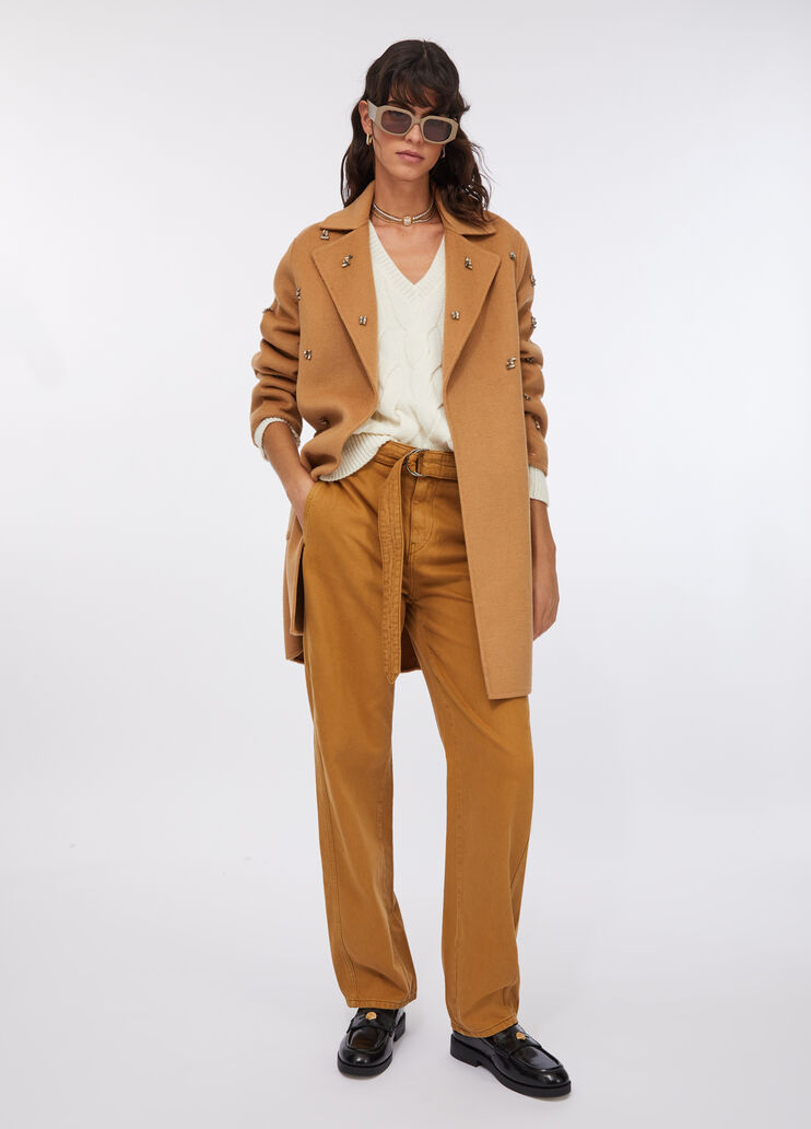 Wool coat with bejewelled embroidery sand Liu Jo - large image number 5