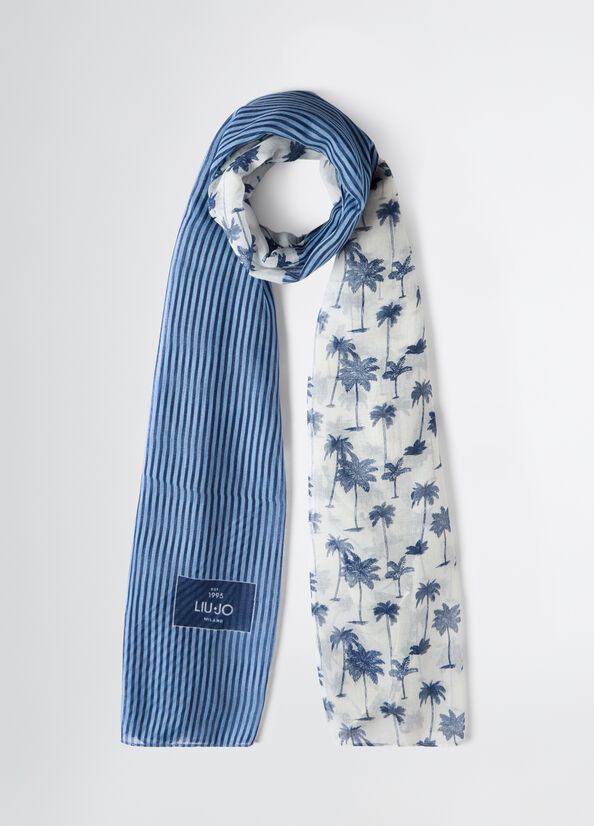 Pashmina with logo blue Liu Jo - large image number 0
