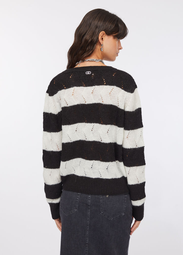 Striped wool and alpaca sweater black Liu Jo - large image number 1