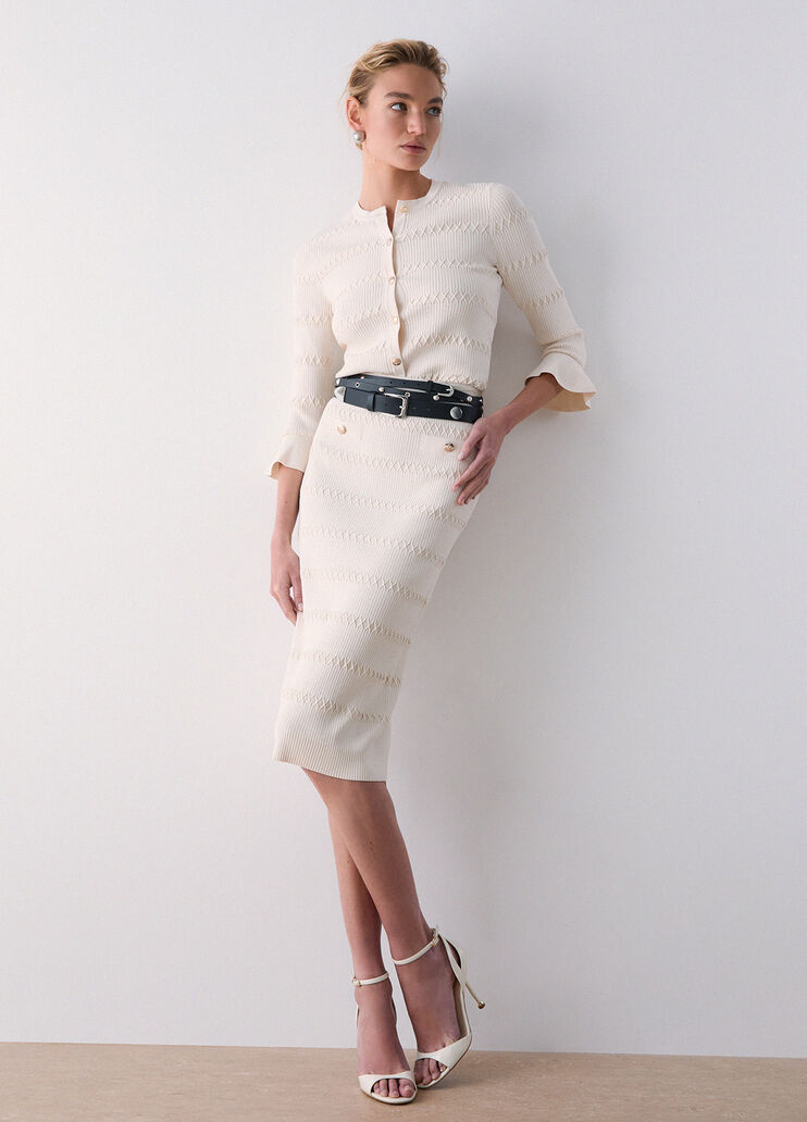 Gestrickter Midirock Cappuccino hell Liu Jo - medium