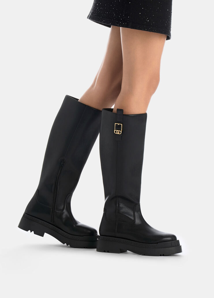 Knee-high leather boots black Liu Jo - large image number 0 Knee-high leather boots black Liu Jo - large image number 0