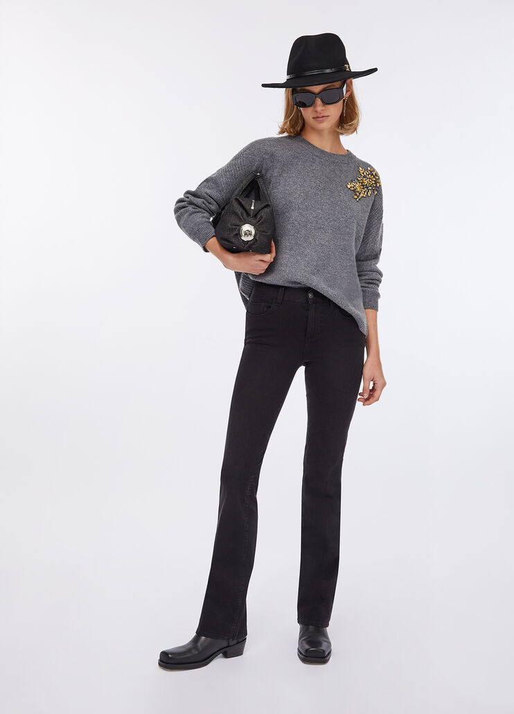 100% wool jumper with bejewelled embroidery grey Liu Jo - large image number 5