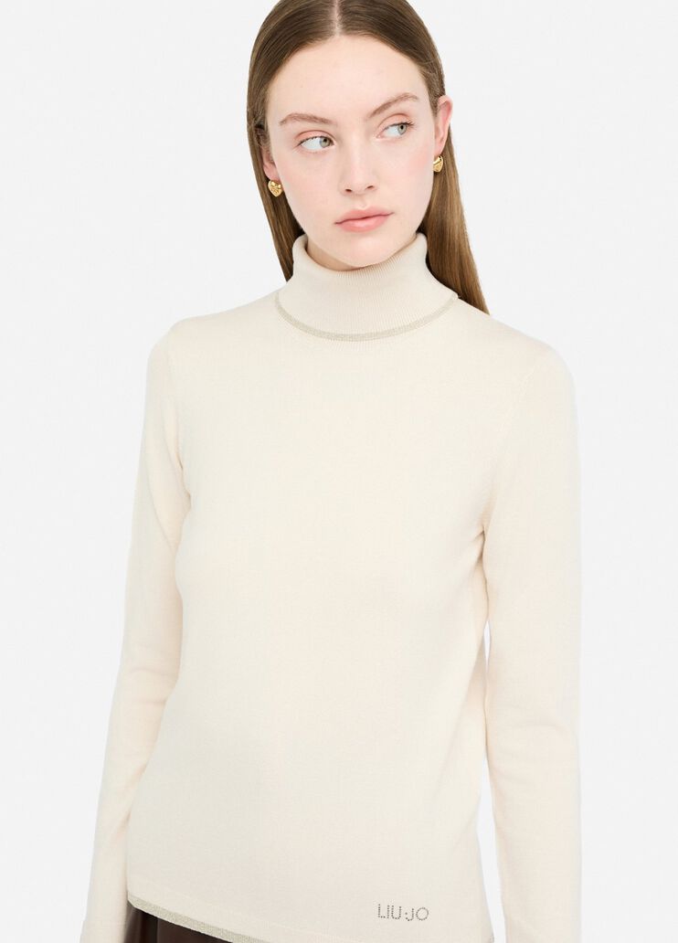 Polo-neck with lurex® details light beige Liu Jo - medium