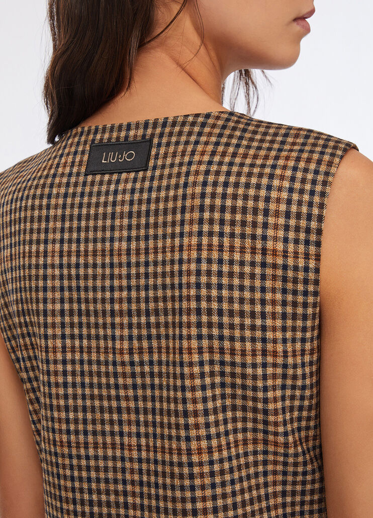 Short chequered dress beige Liu Jo - large image number 4