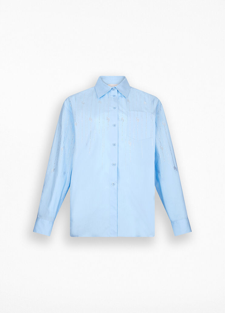 Chemise en coton avec strass bleu clair Liu Jo - large image number 6