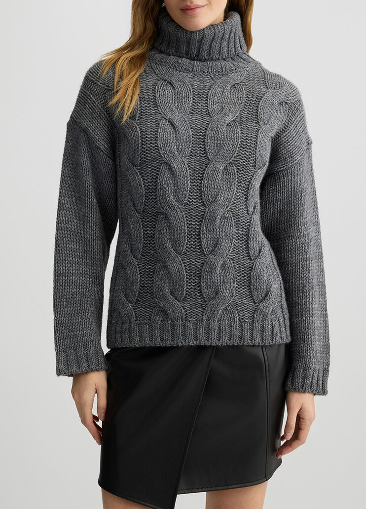 Rollkragenpullover mit Zopfmuster grau Liu Jo - medium Rollkragenpullover mit Zopfmuster grau Liu Jo - medium