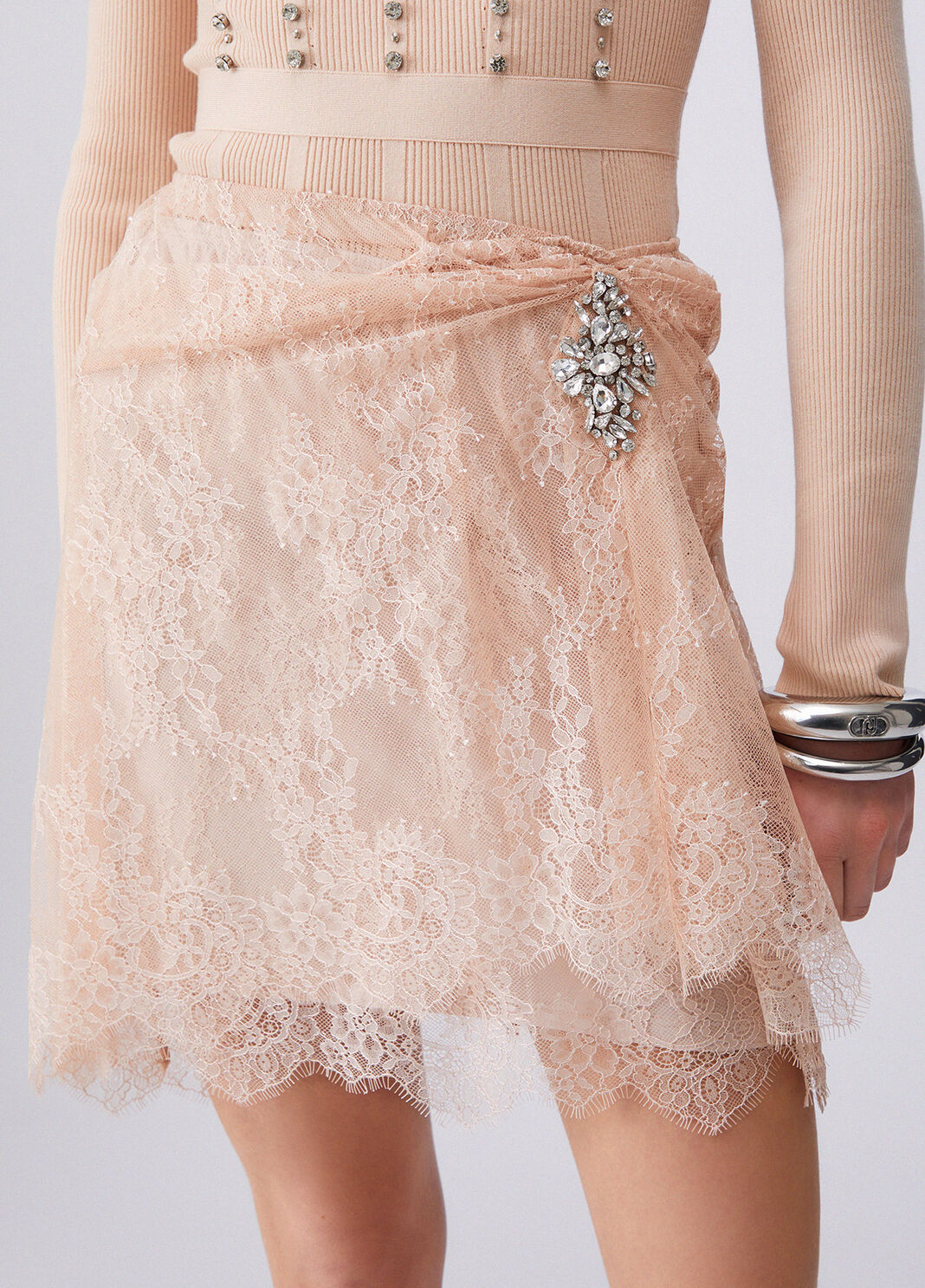 Chantilly lace miniskirt white Liu Jo - large image number 4