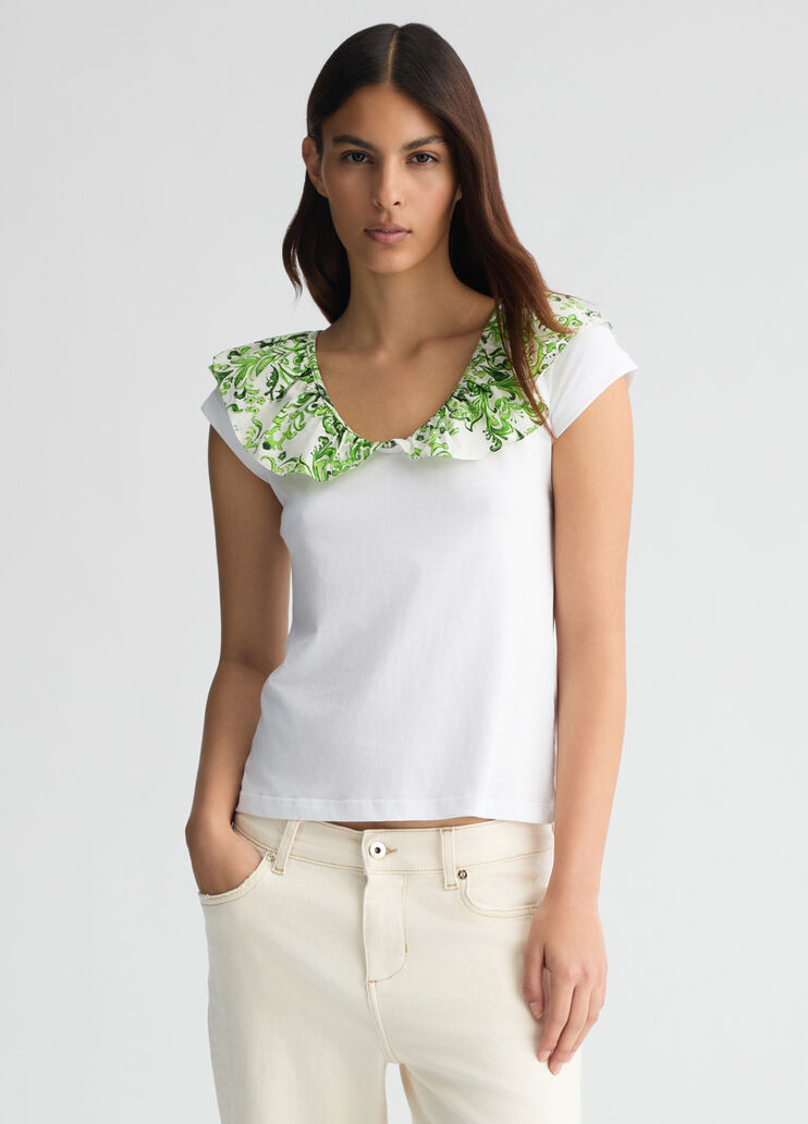 T-shirt with printed ruching white/green Liu Jo - large image number 0 T-shirt with printed ruching white/green Liu Jo - large image number 0