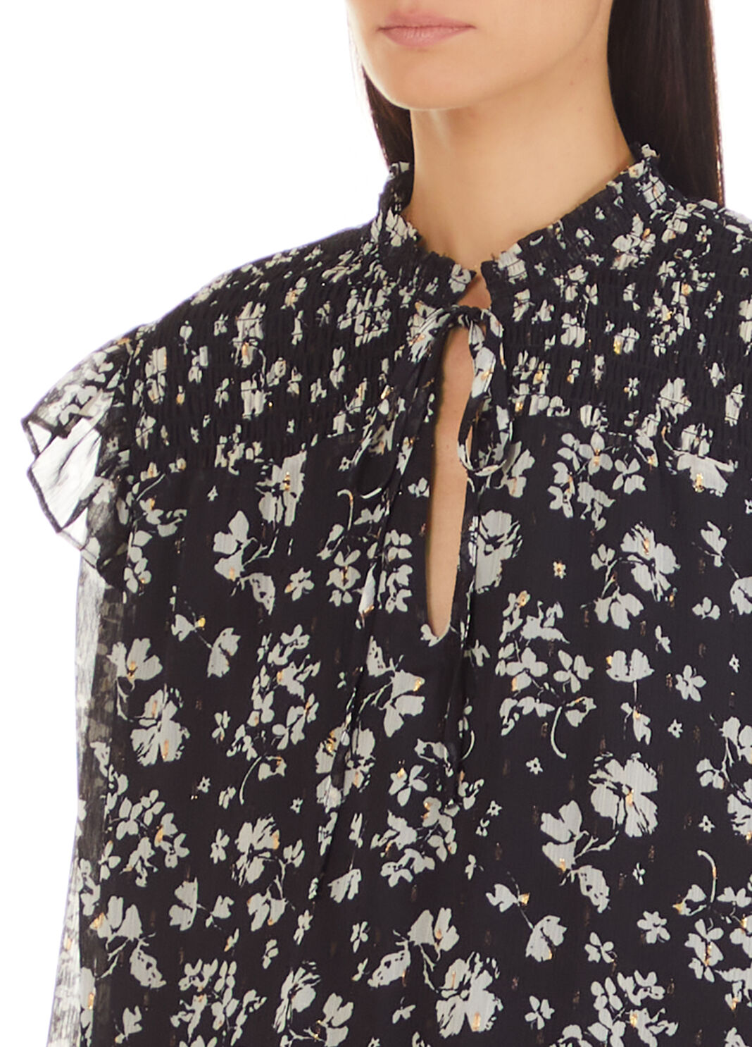 Blusa in fil coup&eacute; nero/fiori bianchi Liu Jo - large image number 2