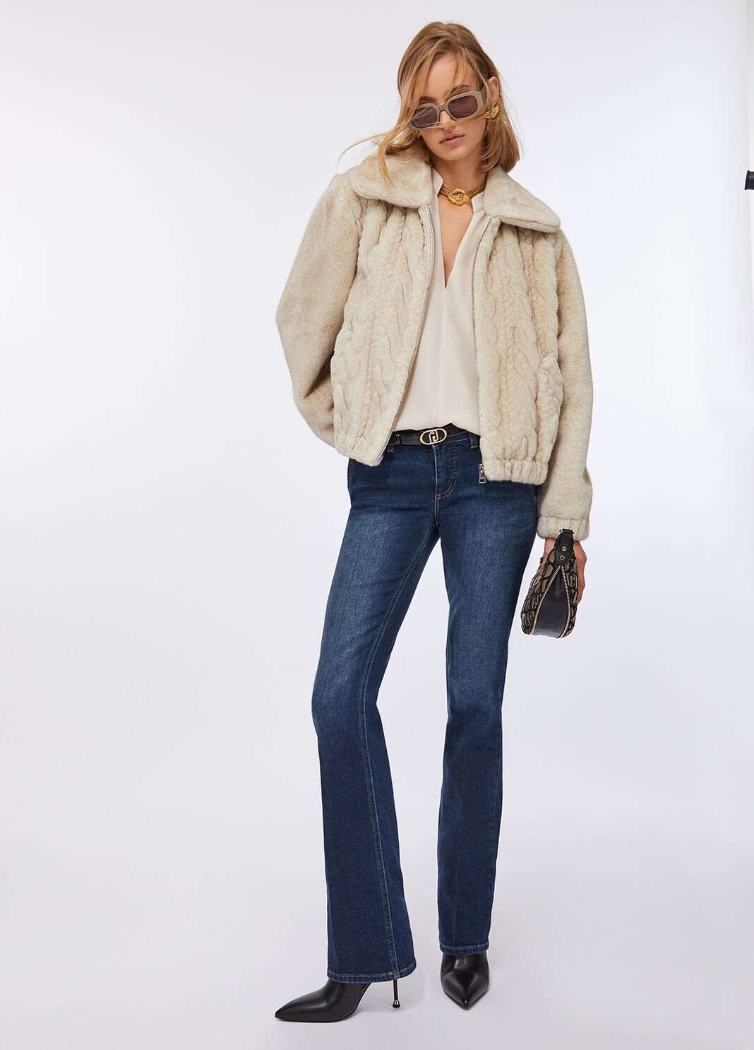 Bomber de peluche con trenzas beige Liu Jo - large image number 5