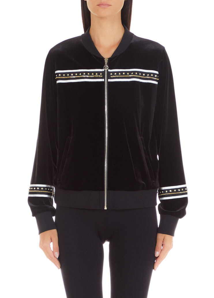 Sweat en chenille avec applications noir Liu Jo - large image number 0