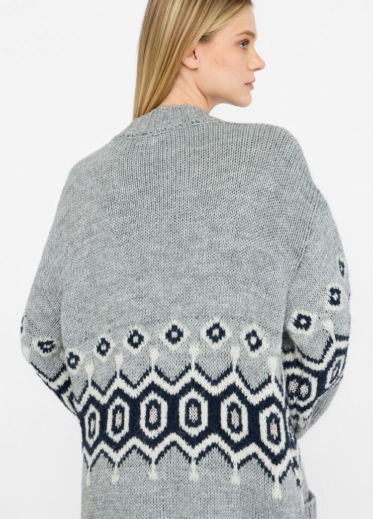 Alpaca and wool jacquard cardigan grey Liu Jo - large image number 4